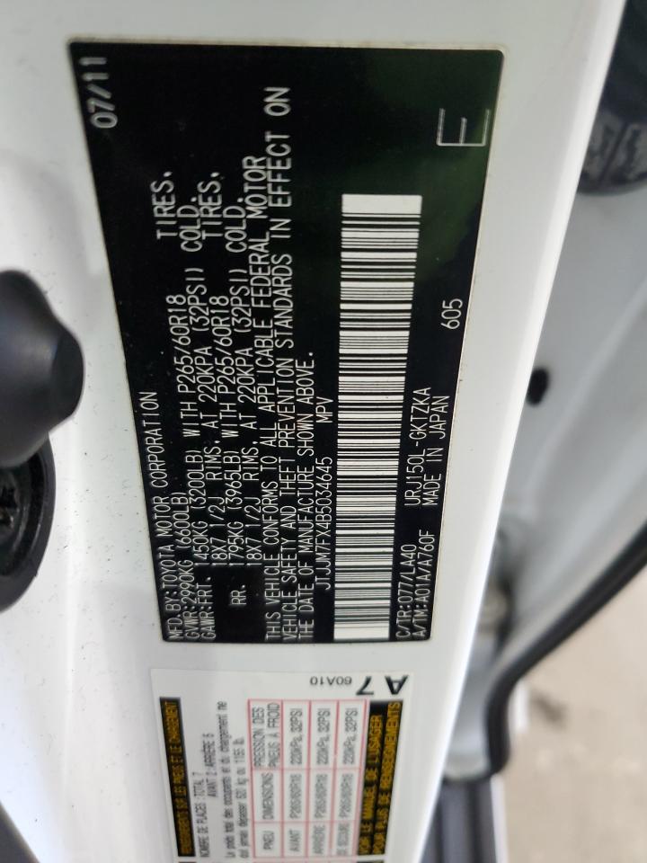 2011 Lexus Gx 460 Premium VIN: JTJJM7FX4B5034645 Lot: 87228305