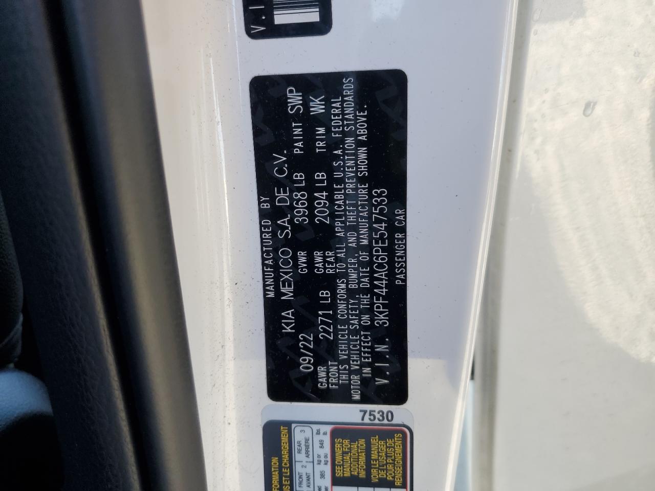 2023 Kia Forte Gt VIN: 3KPF44AC6PE547533 Lot: 89820435