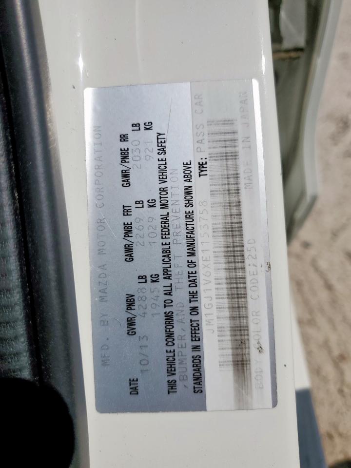 2014 Mazda 6 Touring VIN: JM1GJ1V6XE1153758 Lot: 85524405