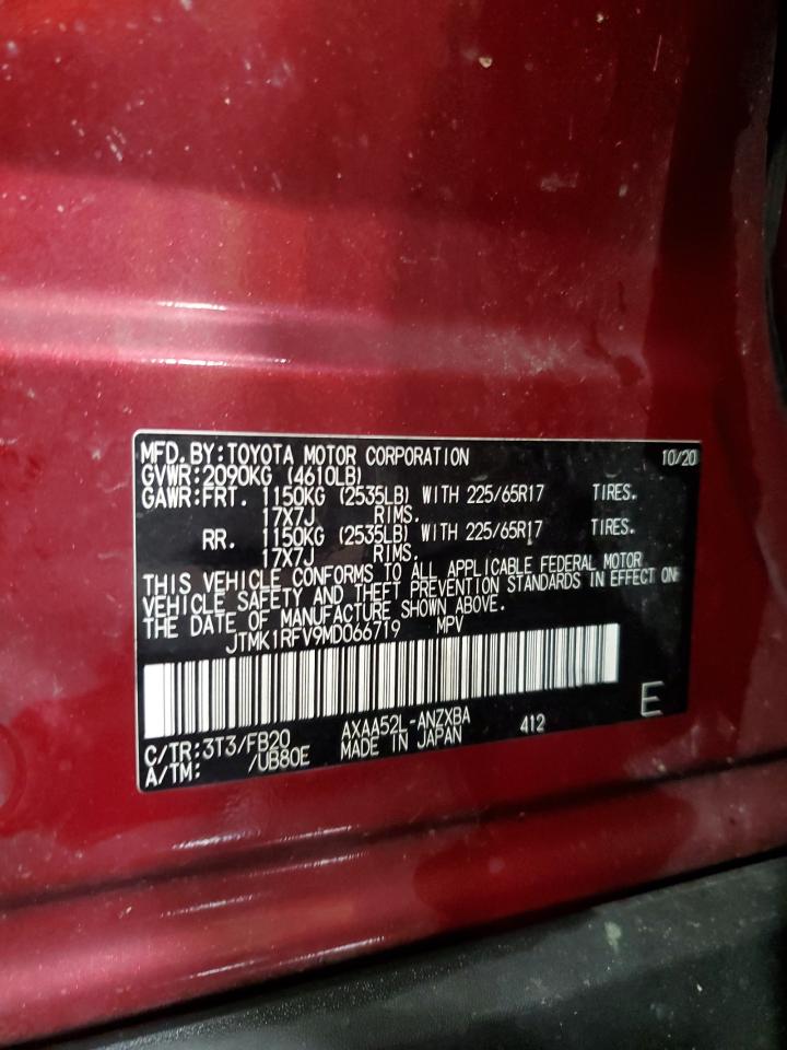 2021 Toyota Rav4 Le VIN: JTMK1RFV9MD066719 Lot: 87100295