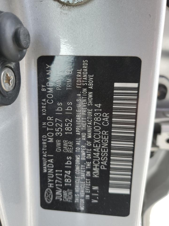 2012 Hyundai Accent Gls VIN: KMHCU4AEXCU078314 Lot: 85649325