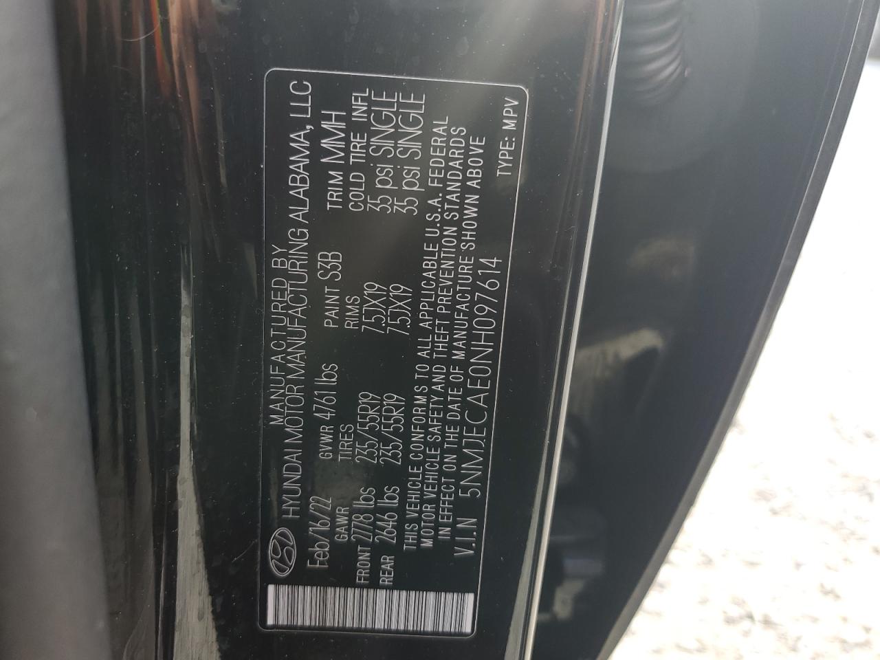 2022 Hyundai Tucson Limited VIN: 5NMJECAE0NH097614 Lot: 82306385