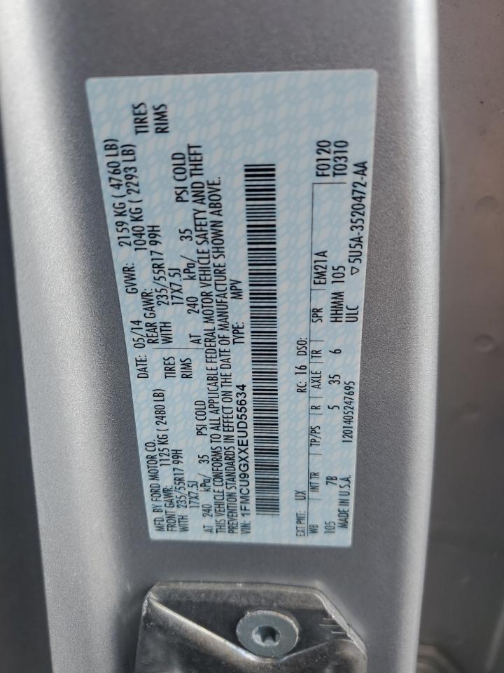 2014 Ford Escape Se VIN: 1FMCU9GXXEUD55634 Lot: 82275225