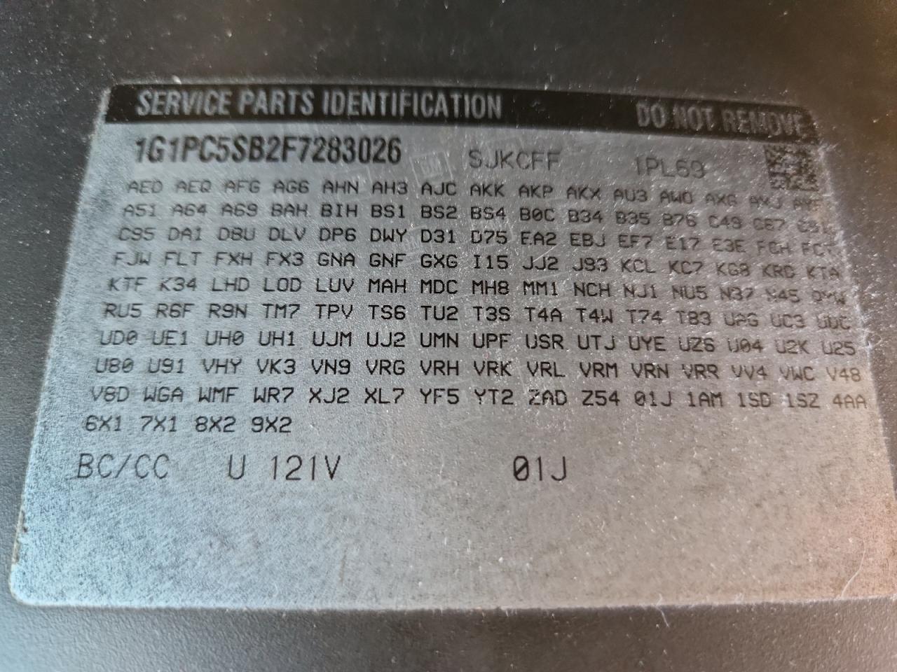 2015 Chevrolet Cruze Lt VIN: 1G1PC5SB2F7283026 Lot: 82192075