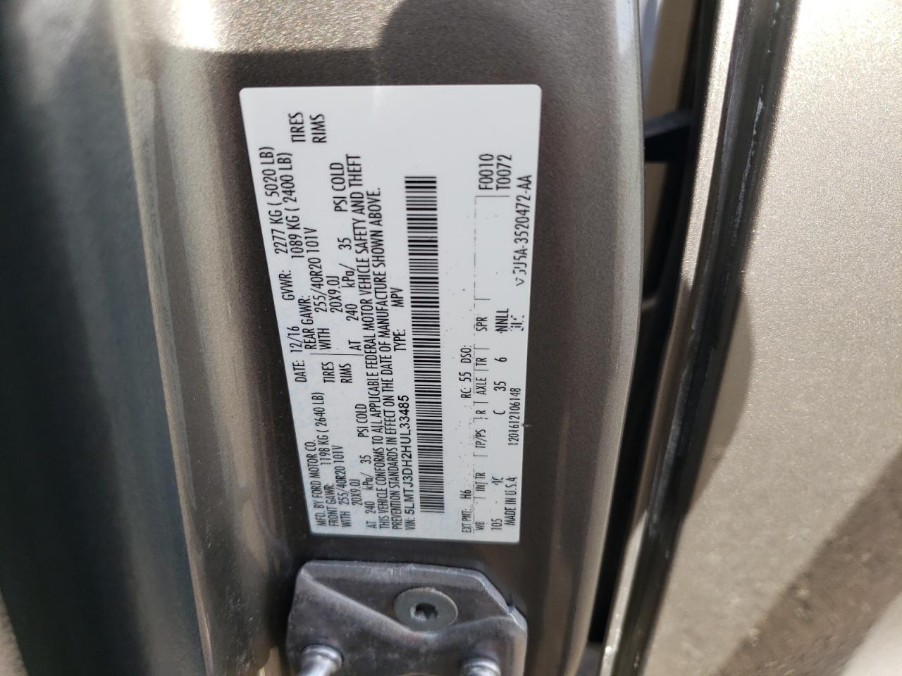 2017 Lincoln Mkc Reserve VIN: 5LMTJ3DH2HUL33485 Lot: 85385215