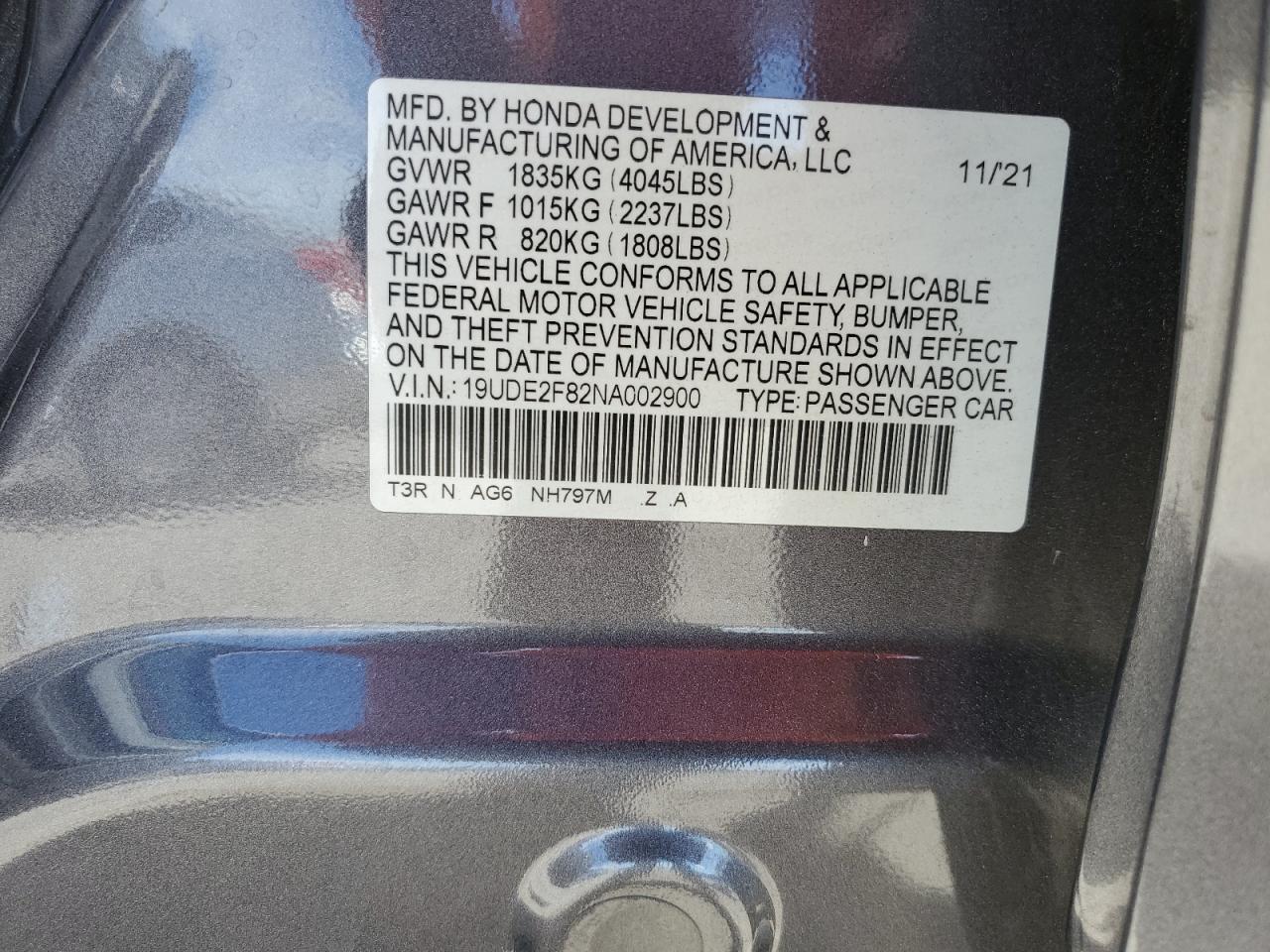 2022 Acura Ilx Premium A-Spec VIN: 19UDE2F82NA002900 Lot: 85256665