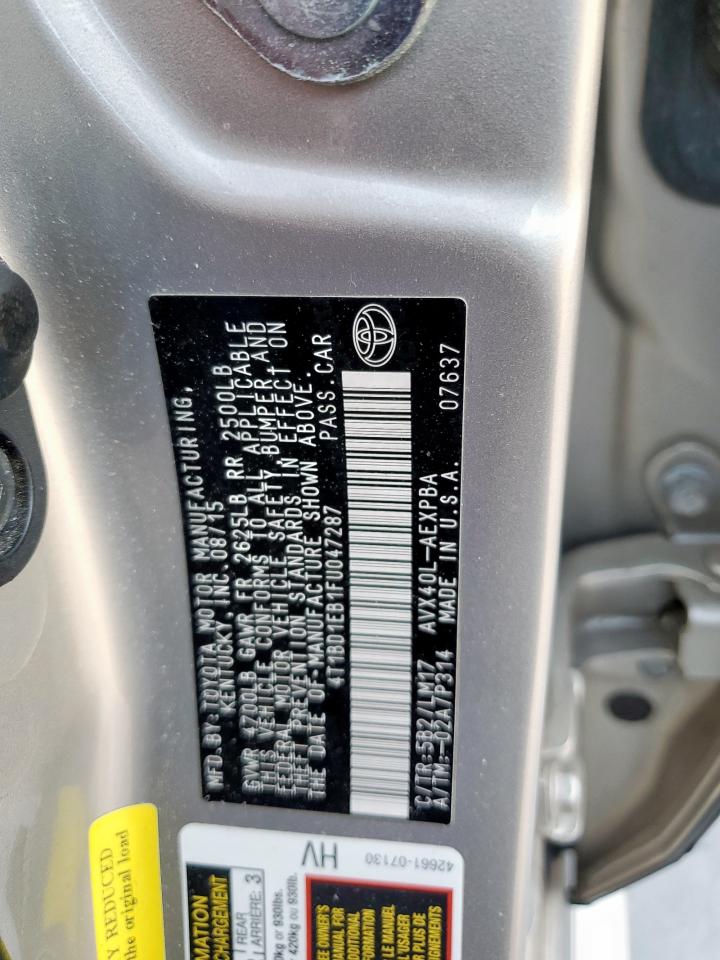 2015 Toyota Avalon Hybrid VIN: 4T1BD1EB1FU047287 Lot: 81956335