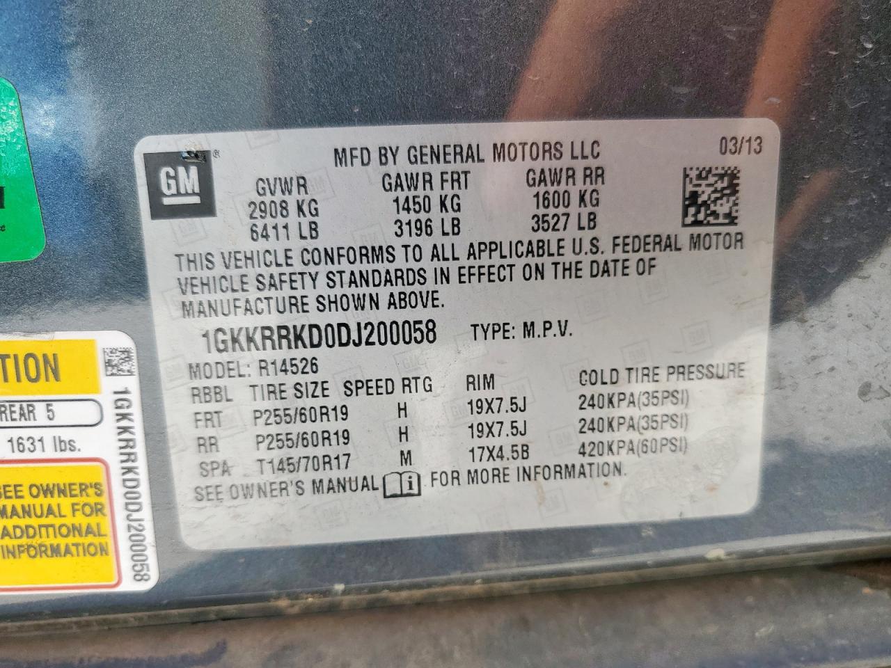 2013 GMC Acadia Slt-1 VIN: 1GKKRRKD0DJ200058 Lot: 85183265