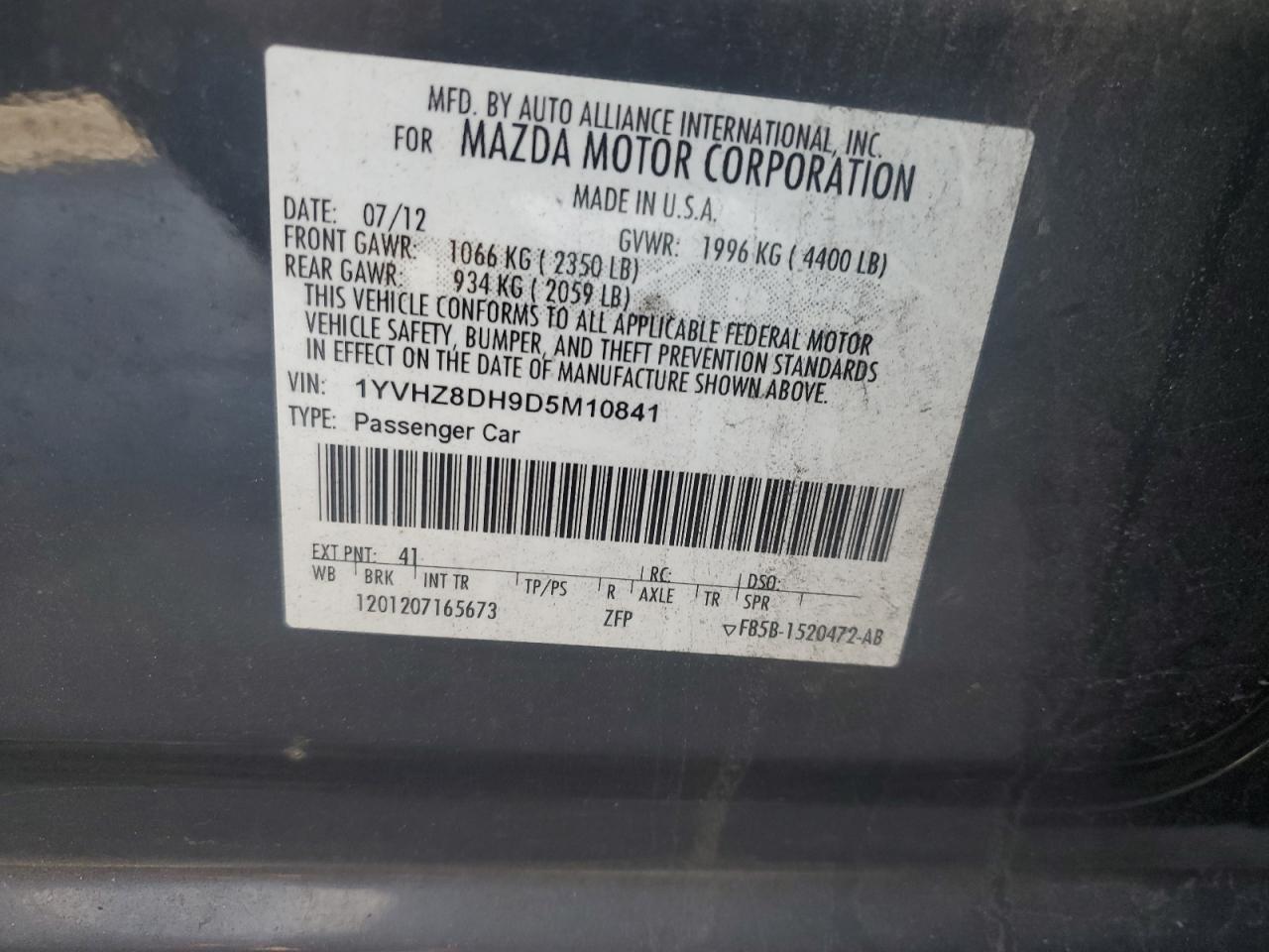 2013 Mazda 6 Touring VIN: 1YVHZ8DH9D5M10841 Lot: 85411615