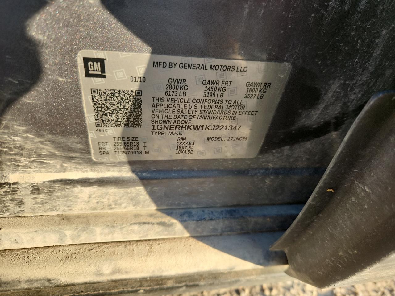 2019 Chevrolet Traverse Lt VIN: 1GNERHKW1KJ221347 Lot: 85147355