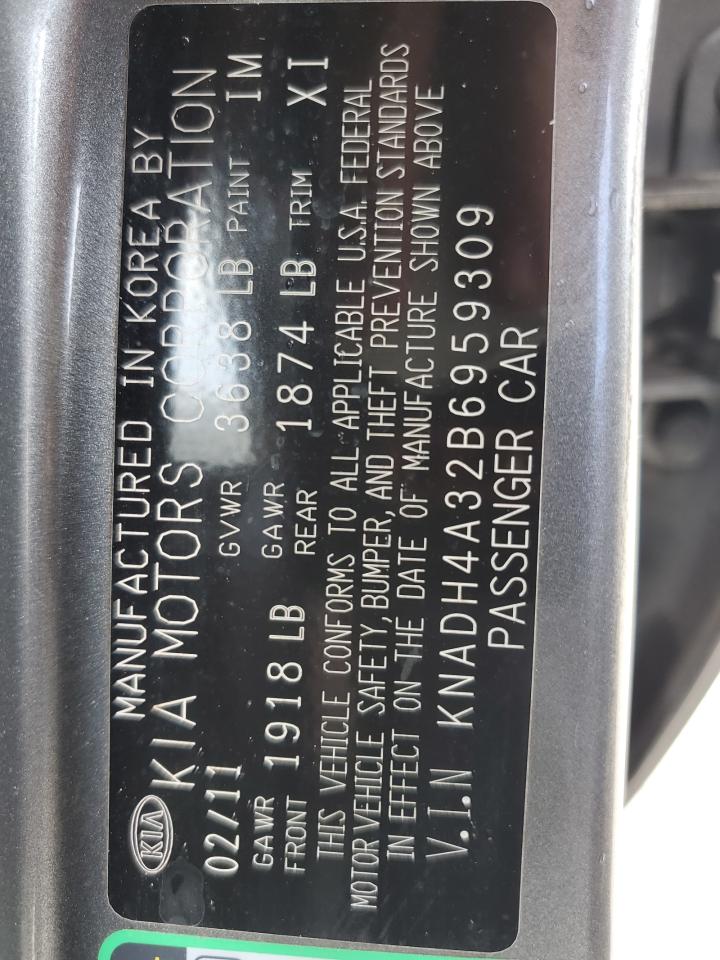 2011 Kia Rio Base VIN: KNADH4A32B6959309 Lot: 86055135