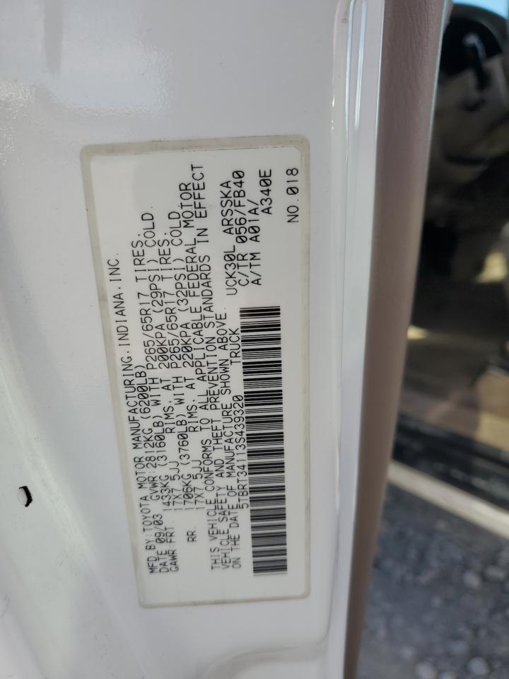 2003 Toyota Tundra Access Cab Sr5 VIN: 5TBRT34113S439320 Lot: 85472815