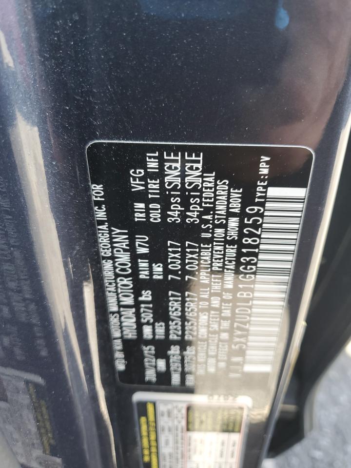 2016 Hyundai Santa Fe Sport VIN: 5XYZUDLB1GG318259 Lot: 82365885