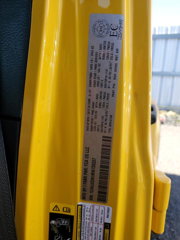 2021 Jeep Wrangler Unlimited Sport VIN: 1C4HJXDN1MW726337 Lot: 80075515