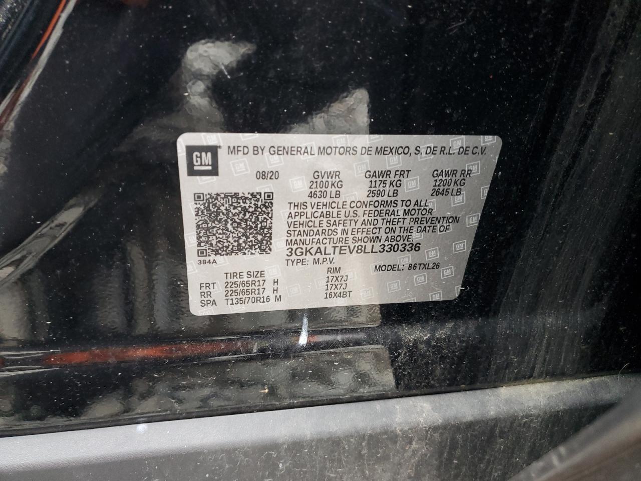 2020 GMC Terrain Sle VIN: 3GKALTEV8LL330336 Lot: 87408595