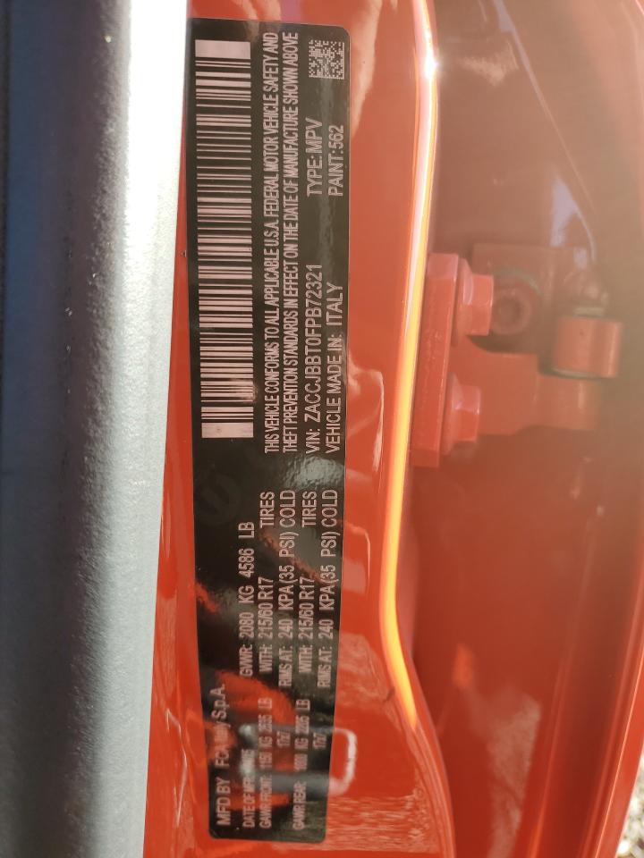 2015 Jeep Renegade Latitude VIN: ZACCJBBT0FPB72321 Lot: 85674035