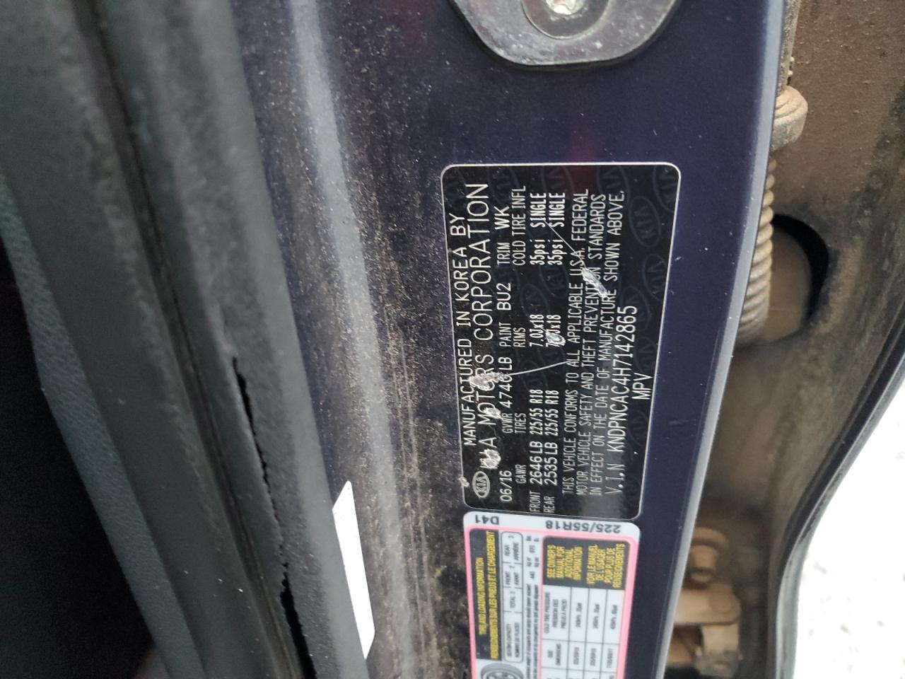 2017 Kia Sportage Ex VIN: KNDPNCAC4H7142865 Lot: 90420445