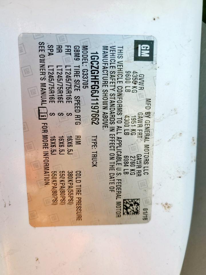 2018 Chevrolet Express G3500 VIN: 1GCZGHFG6J1197662 Lot: 85946585