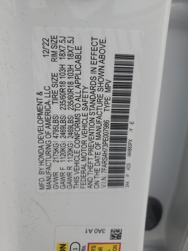 2023 Honda Cr-V Exl VIN: 7FARS4H73PE007986 Lot: 82548885