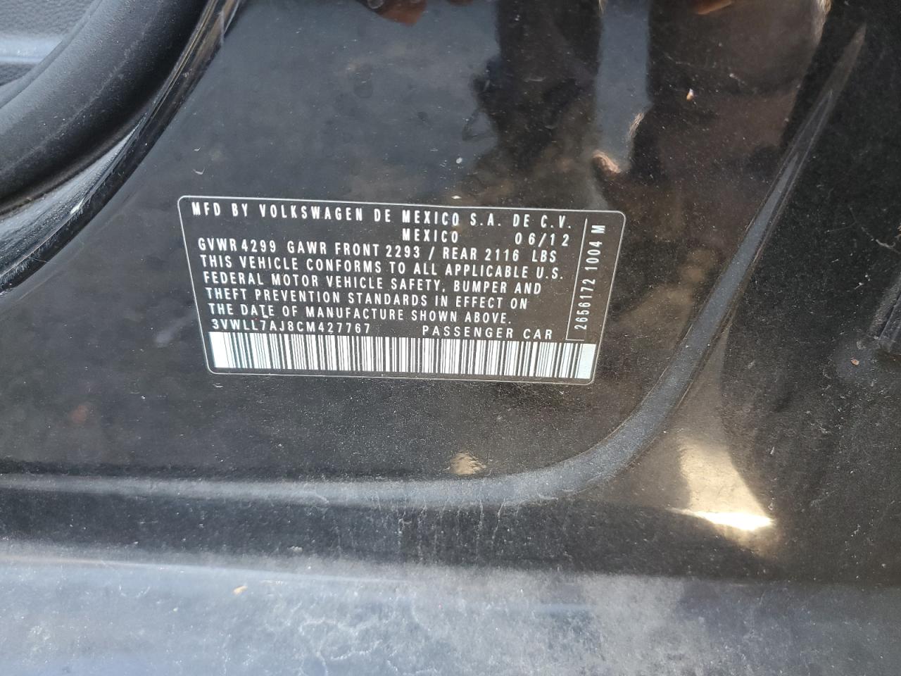 2012 Volkswagen Jetta Tdi VIN: 3VWLL7AJ8CM427767 Lot: 80259585