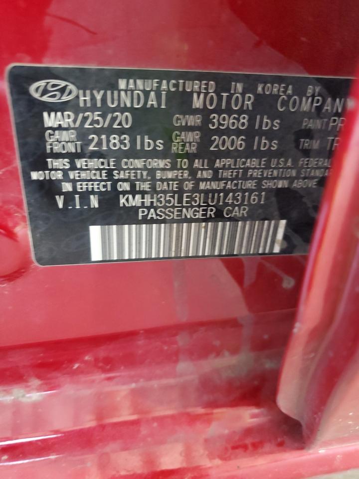 2020 Hyundai Elantra Gt VIN: KMHH35LE3LU143161 Lot: 85281695