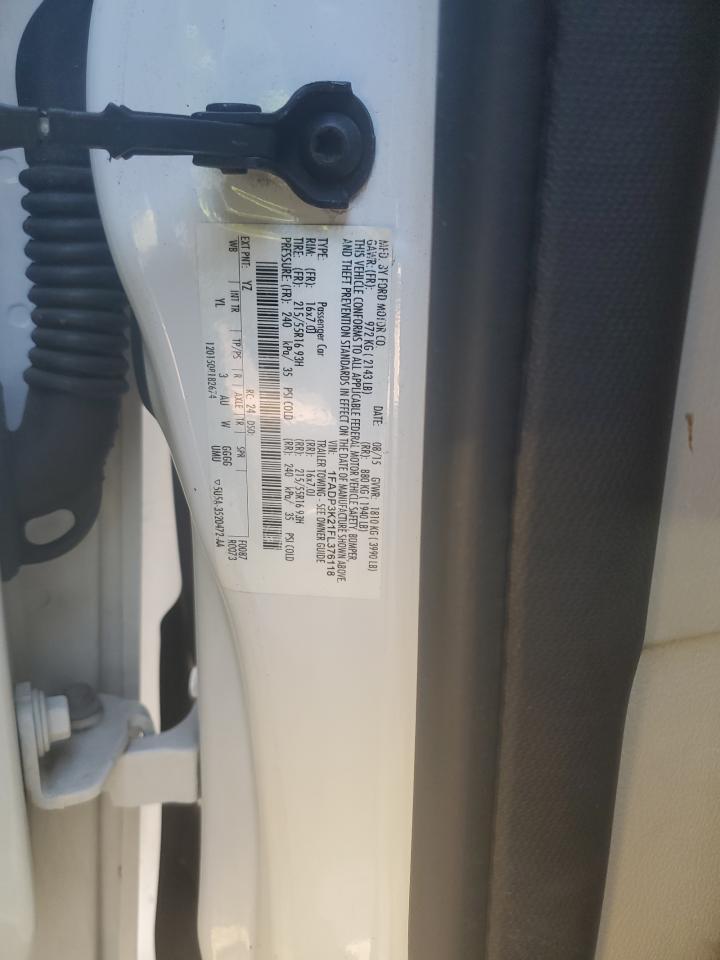 2015 Ford Focus Se VIN: 1FADP3K21FL376118 Lot: 82581215