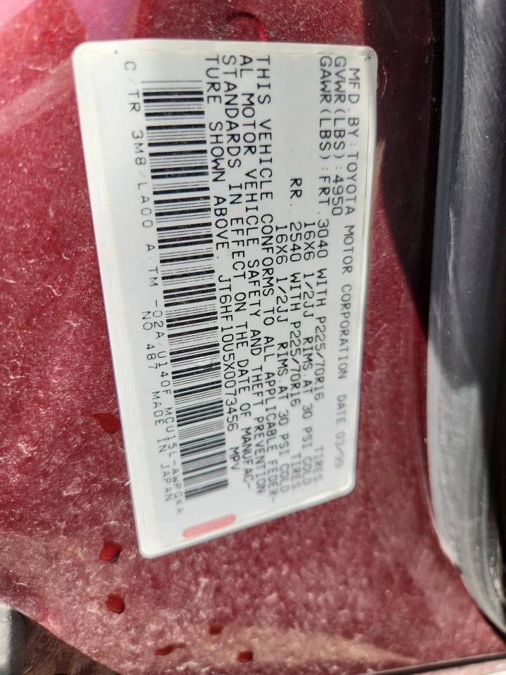 1999 Lexus Rx 300 VIN: JT6HF10U5X0073456 Lot: 86275595