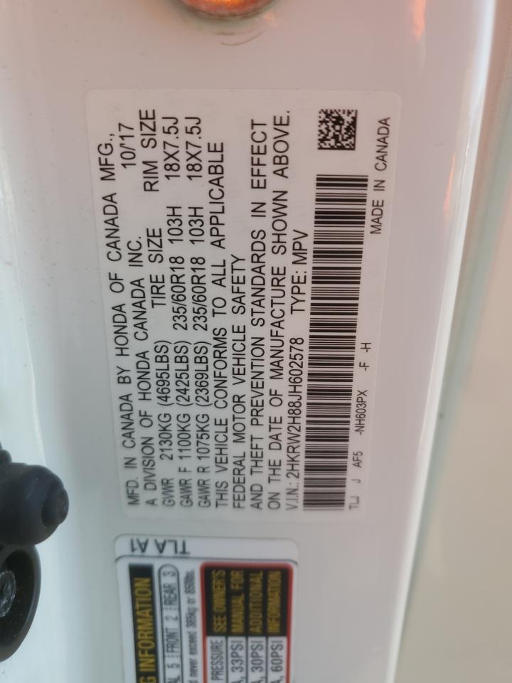 2018 Honda Cr-V Exl VIN: 2HKRW2H88JH602578 Lot: 85137725