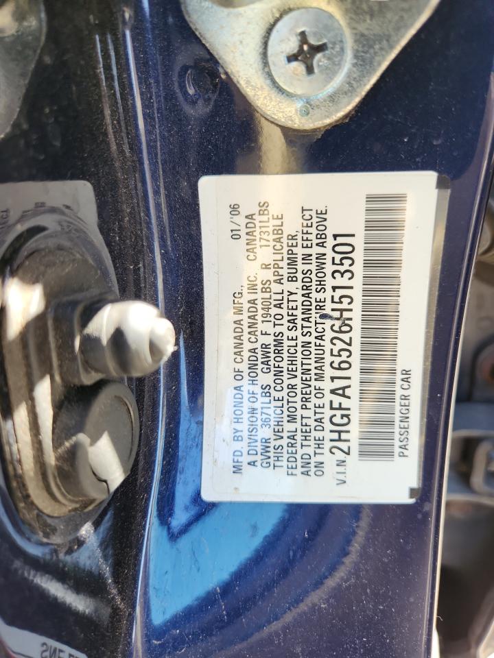 2006 Honda Civic Lx VIN: 2HGFA16526H513501 Lot: 82365205