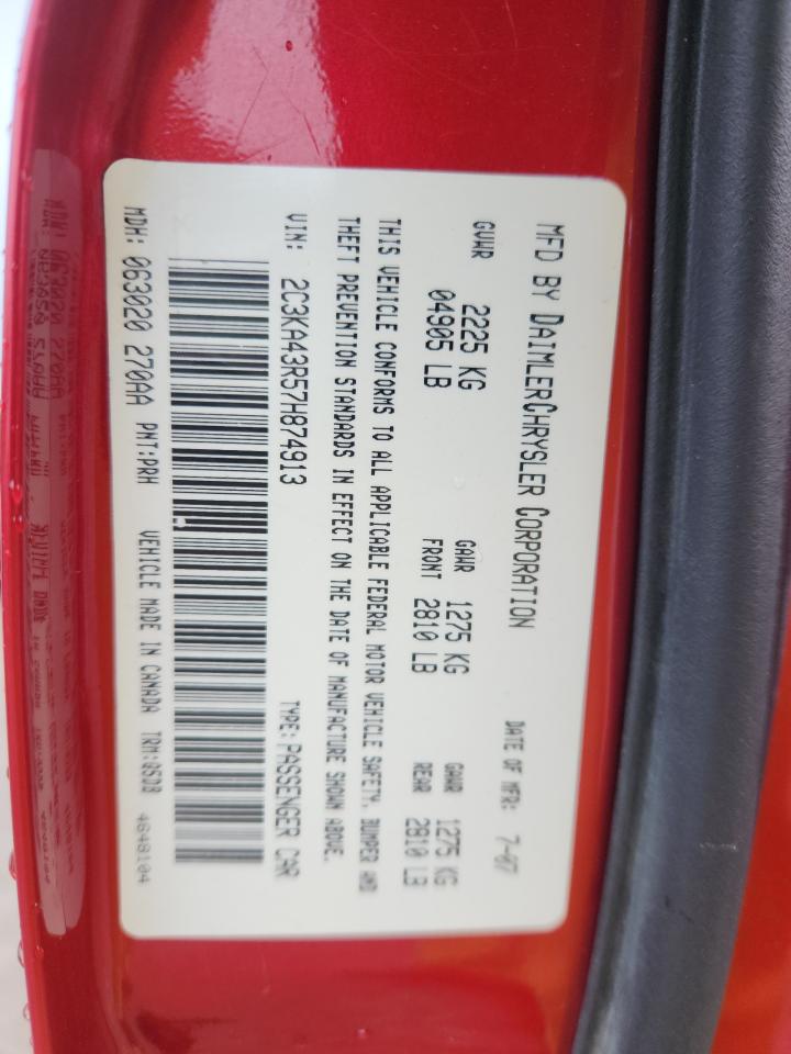 2007 Chrysler 300 VIN: 2C3KA43R57H874913 Lot: 89828045