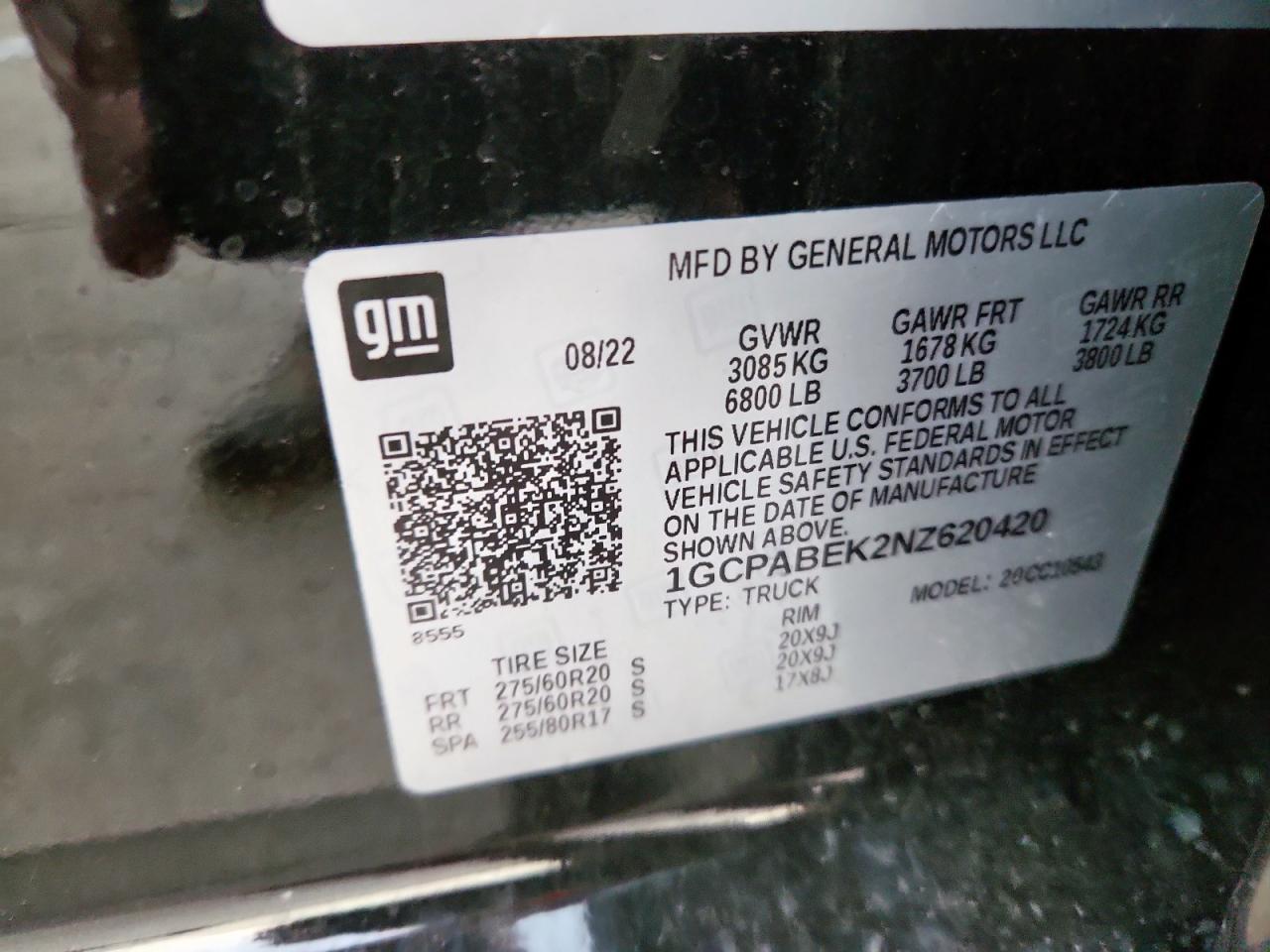 2022 Chevrolet Silverado C1500 Custom VIN: 1GCPABEK2NZ620420 Lot: 85175265