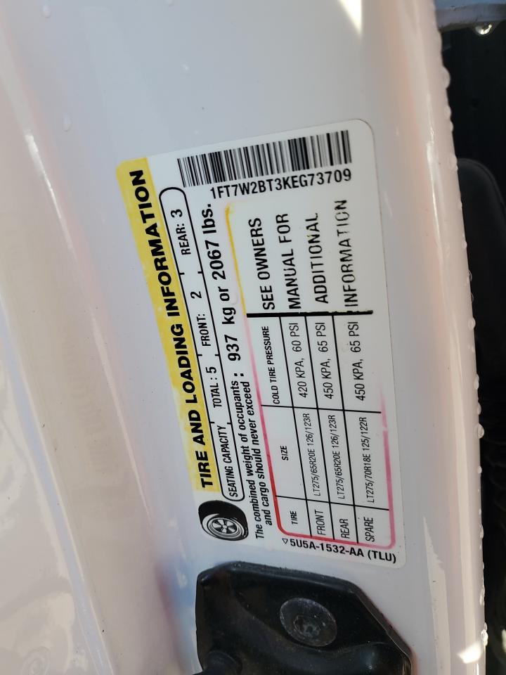 2019 Ford F250 Super Duty VIN: 1FT7W2BT3KEG73709 Lot: 86771965