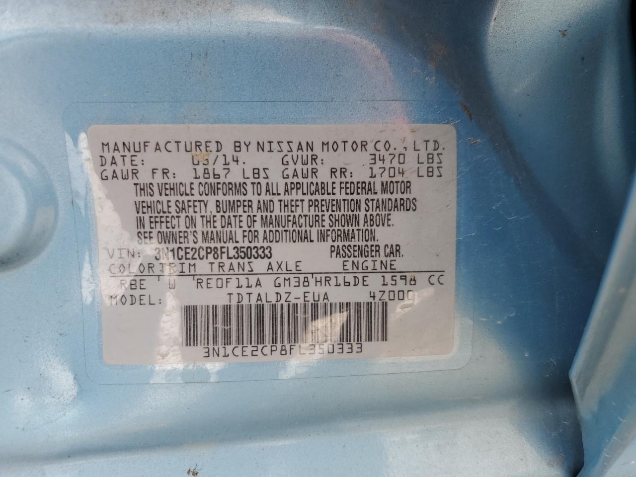 2015 Nissan Versa Note S VIN: 3N1CE2CP8FL350333 Lot: 82207245