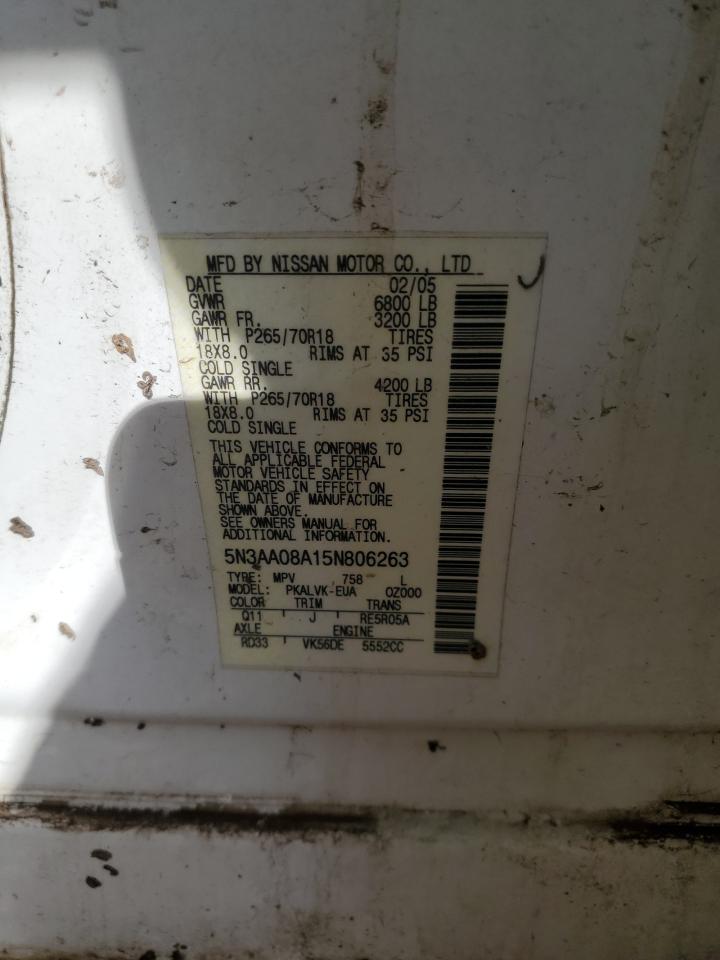 2005 Infiniti Qx56 VIN: 5N3AA08A15N806263 Lot: 82754405