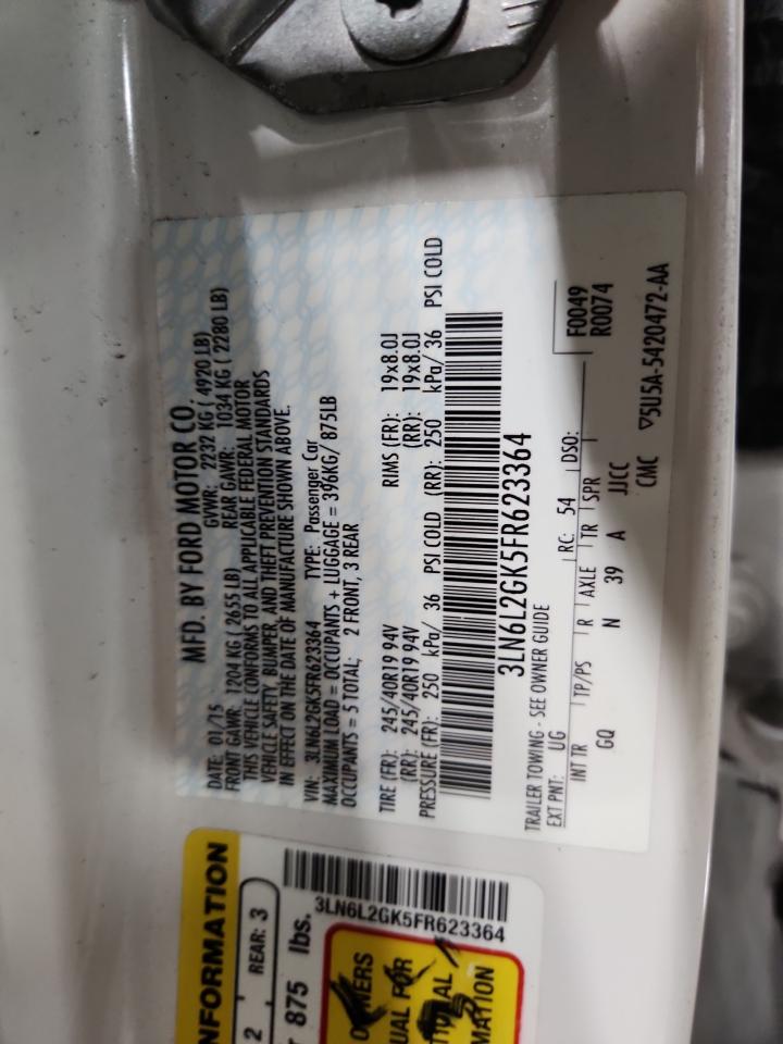 2015 Lincoln Mkz VIN: 3LN6L2GK5FR623364 Lot: 85182355