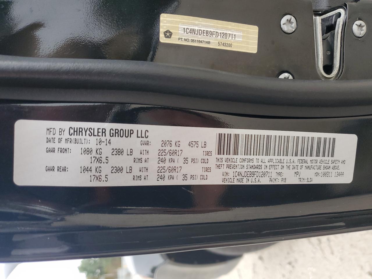 2015 Jeep Compass Latitude VIN: 1C4NJDEB9FD120711 Lot: 90510745