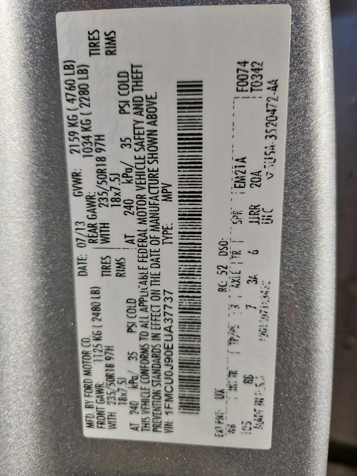 2014 Ford Escape Titanium VIN: 1FMCU0J90EUA37737 Lot: 82308555