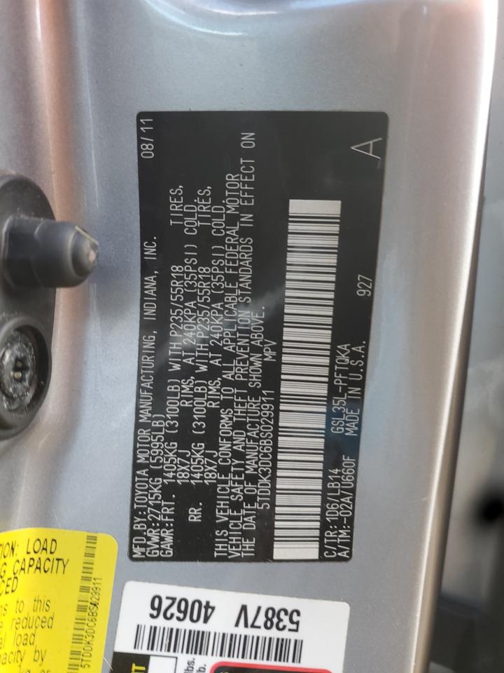 2011 Toyota Sienna Xle VIN: 5TDDK3DC6BS029911 Lot: 85330425