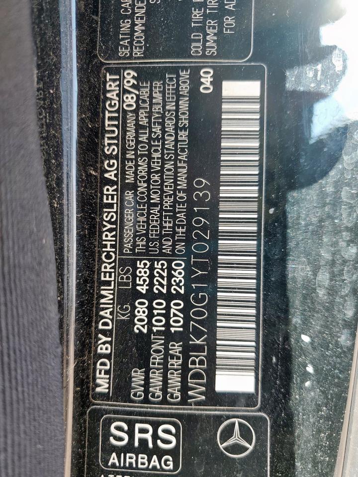 2000 Mercedes-Benz Clk 430 VIN: WDBLK70G1YT029139 Lot: 90367135