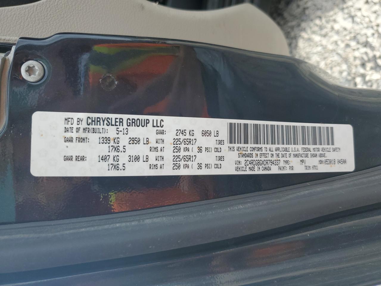 2013 Dodge Grand Caravan Se VIN: 2C4RDGBGXDR794337 Lot: 87057445