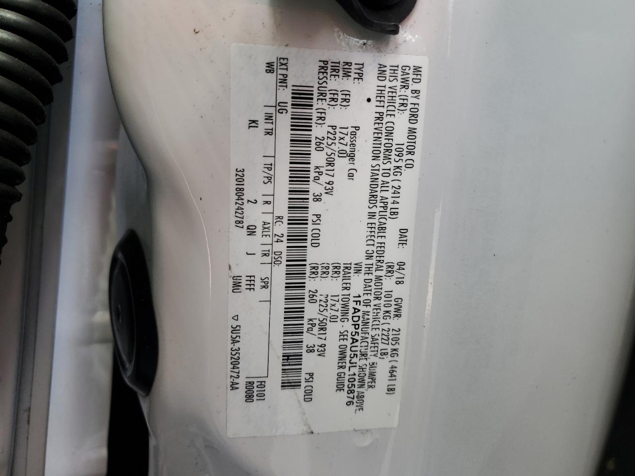 2018 Ford C-Max Se VIN: 1FADP5AU5JL105876 Lot: 85381485