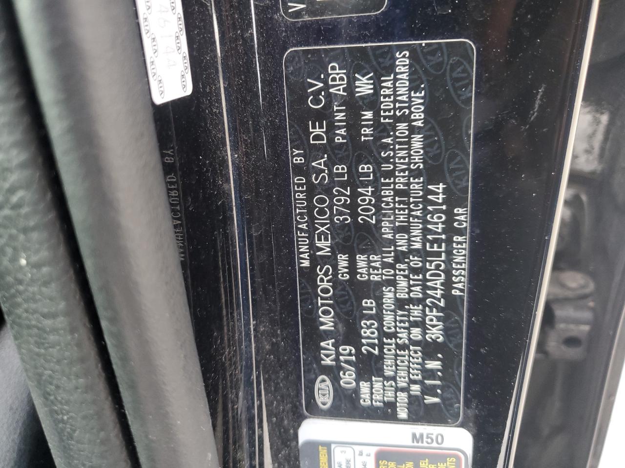 2020 Kia Forte Fe VIN: 3KPF24AD5LE146144 Lot: 82711395