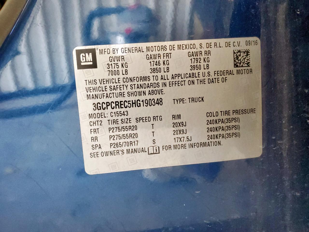 2017 Chevrolet Silverado C1500 Lt VIN: 3GCPCREC5HG190348 Lot: 85573085