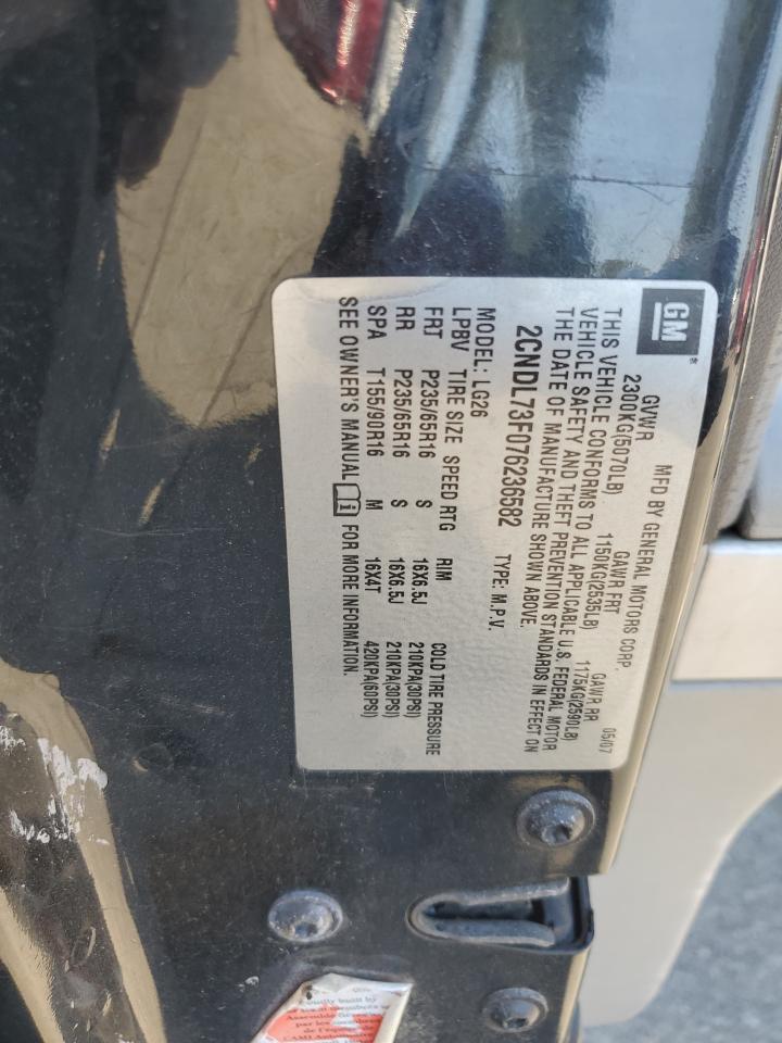 2007 Chevrolet Equinox Lt VIN: 2CNDL73F076236582 Lot: 85275615