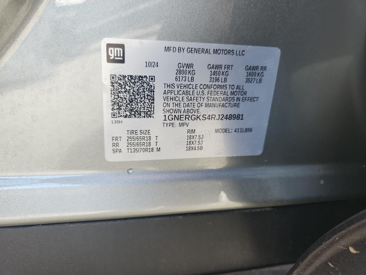 2024 Chevrolet Traverse Lt VIN: 1GNERGKS4RJ248981 Lot: 90870325