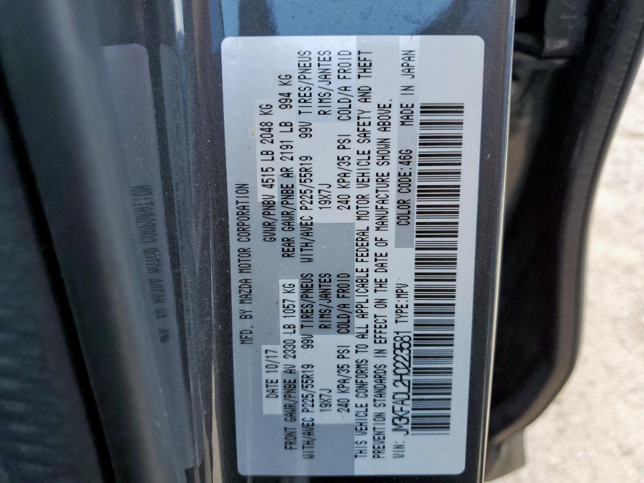 2017 Mazda Cx-5 Grand Touring VIN: JM3KFADL2H0223581 Lot: 82443135