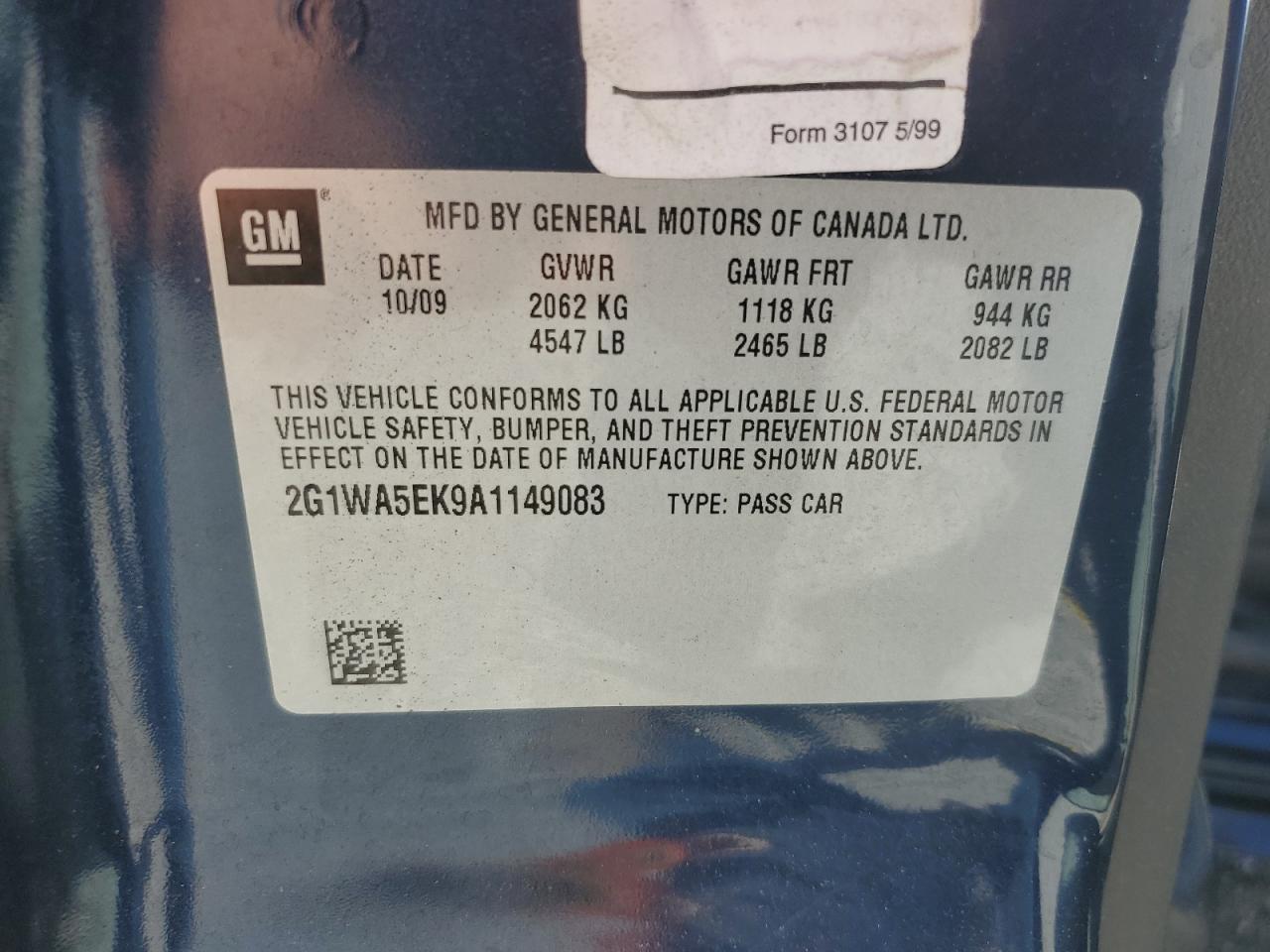 2010 Chevrolet Impala Ls VIN: 2G1WA5EK9A1149083 Lot: 86111225