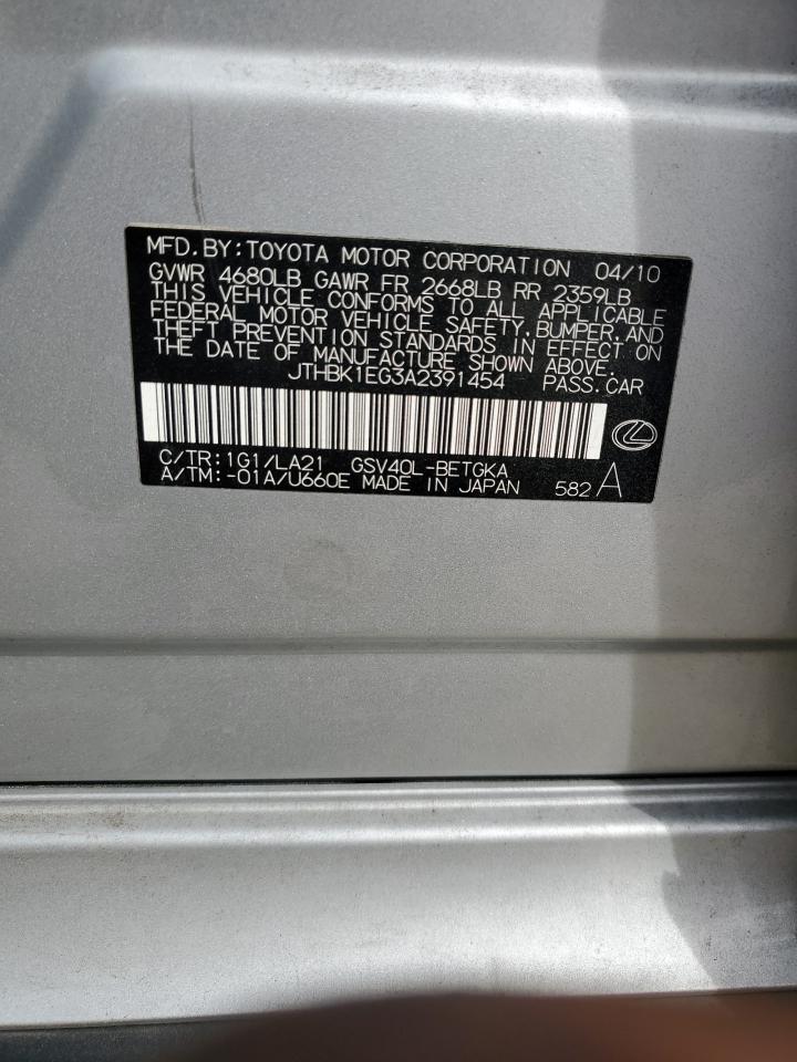 2010 Lexus Es 350 VIN: JTHBK1EG3A2391454 Lot: 85887675