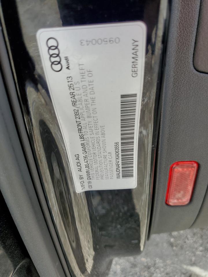 2019 Audi A4 Premium VIN: WAUDNAF41KA063556 Lot: 85518335