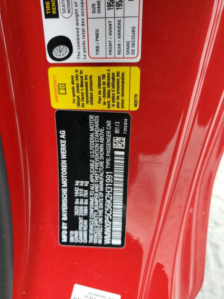 2019 Mini Cooper VIN: WMWXP5C56K2H31991 Lot: 82419215